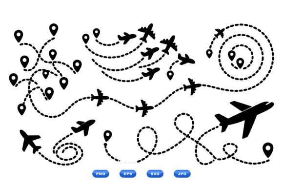 Airplane Flight Path Clipart