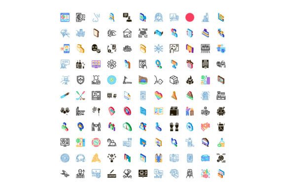 Collection Isometric Icons Set Business