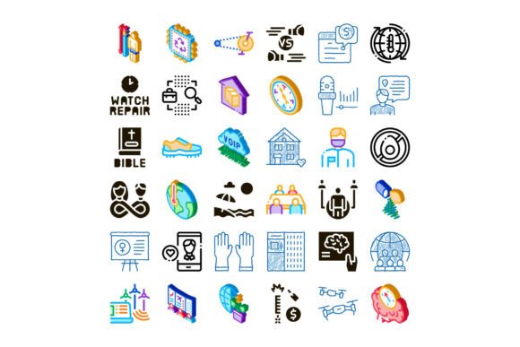 Collection of Diverse Icon Symbols for V