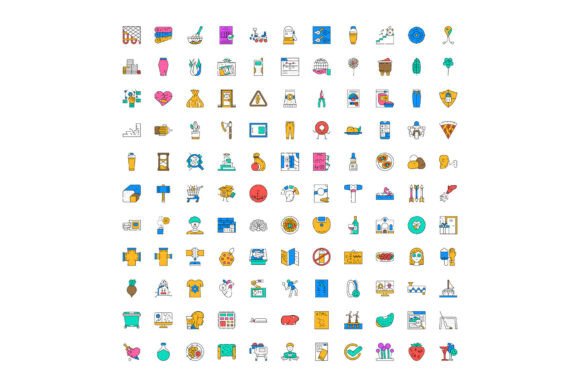 Diverse Collection of Colored Line Art I