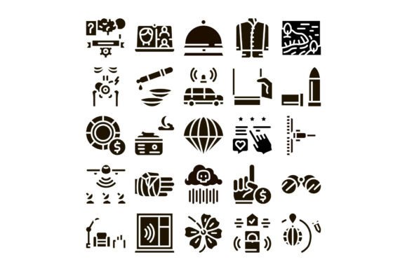 Diverse Glyph Icon Set Representing Conc