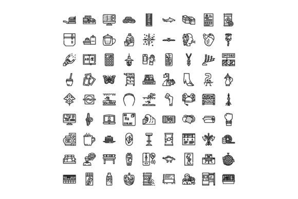 Diverse Outline Icons Set Illustrating V
