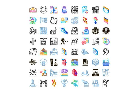 Diverse Set of Web and App Line Icons