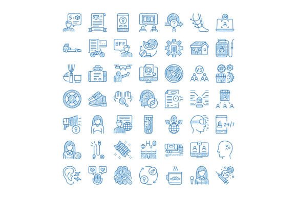 Doodle Icons Illustrating Business Commu