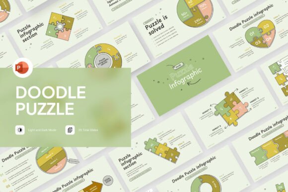 Doodle Puzzle PowerPoint Template: Turning Complex Ideas into Engaging Visual Journeys