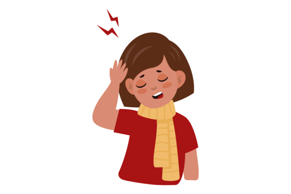 Flu Symptoms. Girl with Headache, Sore T