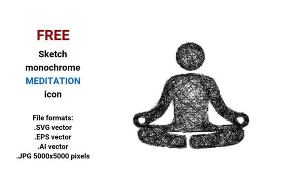 FREE Sketch Meditation Icon: Simple, Scalable, and Thoughtfully Designed