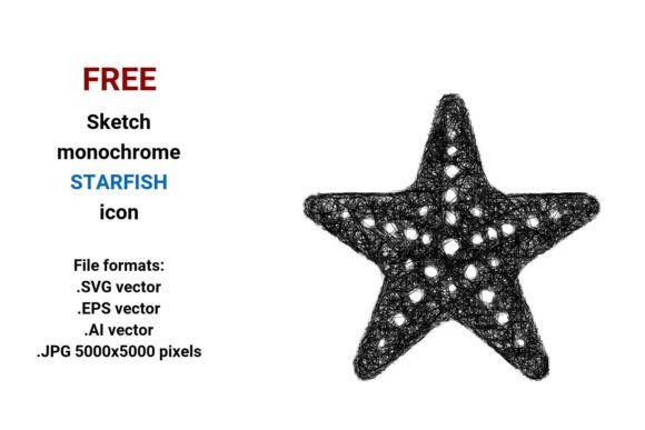 FREE Sketch Starfish Icon: Minimal, Scalable, and Ready for Creative Work