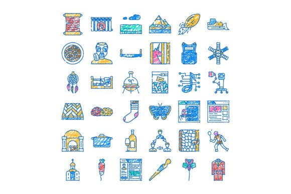 Hand Drawing Doodle Icon Set Collection