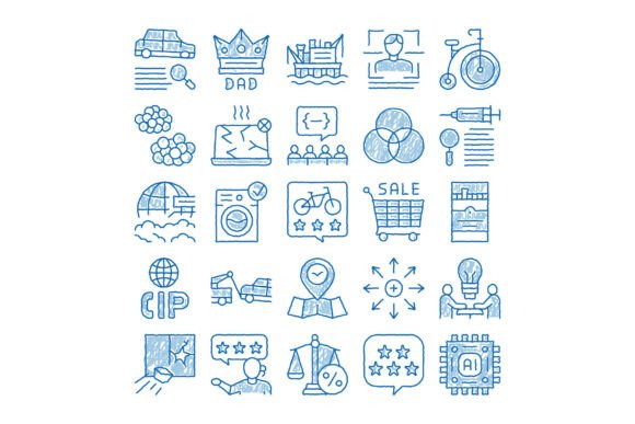 Hand Drawn Doodle Sketch Icons Set Colle