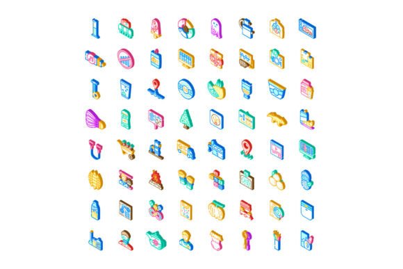 Isometric Diverse Icons Collection Repre